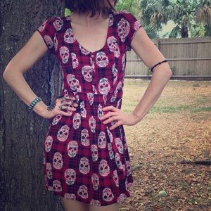 Grunge skull plaid dress